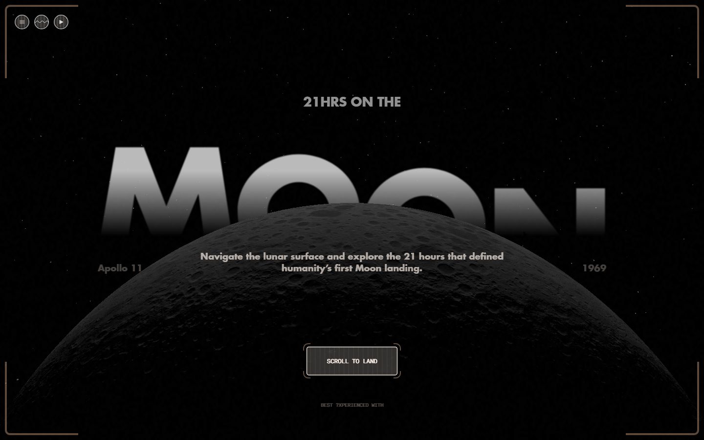 21 Hours on the Moon homepage, as captured